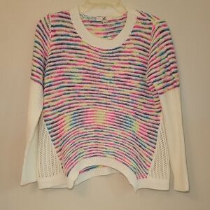 Ya‎ Los Angeles Multicolor Striped Crew Neck Sweater Woman's Lg Retro
